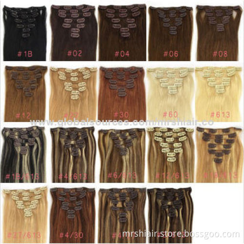 Black 7PCS Color 4# Full Head Clip In 100% Remy Human Hair Extensions
